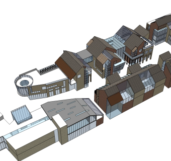 英式商业街草图大师模型下载、英式商业街su模型下载