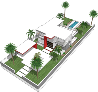 现代极简·风格别墅草图大师模型，别墅SU模型下载