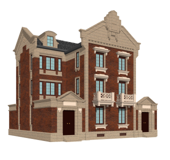 欧式联排别墅草图大师模型，联排别墅sketchup模型免费下载