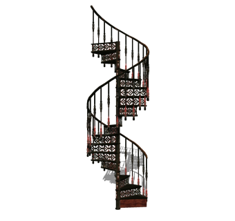 现代实木螺旋楼梯草图大师模型，实木螺旋楼梯sketchup模型免费下载