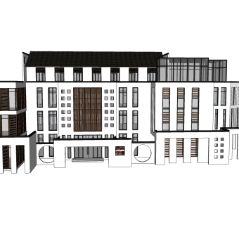 简欧建筑会所，sketchup模型免费下载