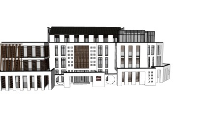 简欧建筑会所，sketchup模型免费下载