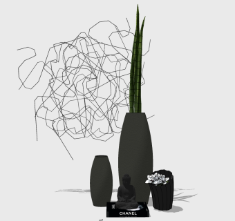  现代花瓶摆件草图大师模型，摆件sketchup模型下载
