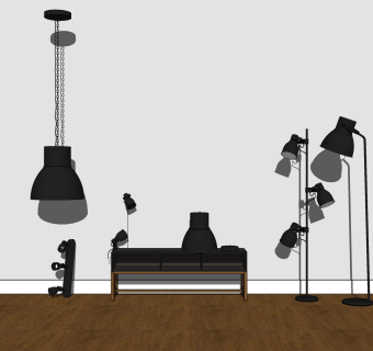 现代创意吊灯落地灯草图大师模型，创意吊灯落地灯sketchup模型免费下载