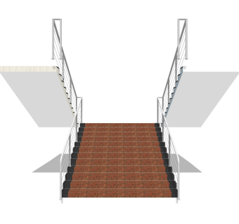 现代双分式平行楼梯草图大师模型，双分式平行楼梯sketchup模型免费下载