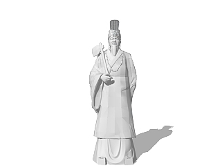 中式神像雕塑su模型下载、神像雕塑草图大师模型下载