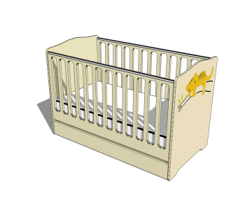 现代简约婴儿床草图大师模型，婴儿床skb文件下载