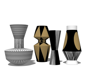 几何陶瓷摆件草图大师模型,现代装饰品su模型下载