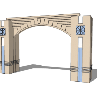 欧式入口大门草图大师模型下载，入口大门sketchup模型