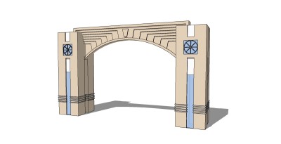 欧式入口大门草图大师模型下载，入口大门sketchup模型