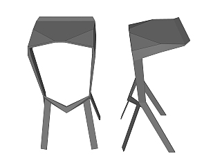 <em>现代金属</em>吧椅sketchup模型，固定吧椅草图大师模型下载