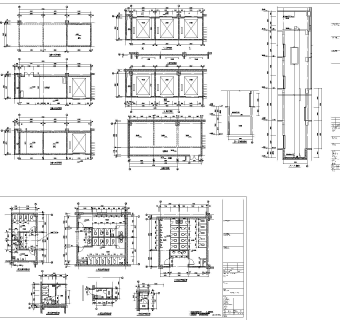 四层超市建筑施工图设计,购物中心平立剖CAD图纸下载