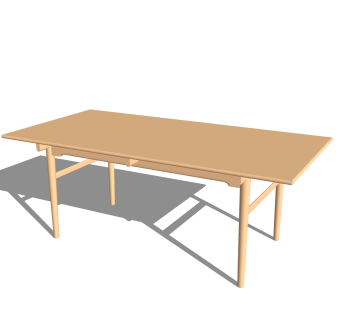 现代实木餐桌su模型，简易桌子长方形桌子草图大师模型下载