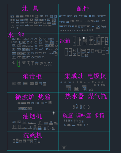 原创厨房CAD素材，厨房CAD建筑图纸下载