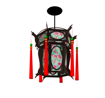 中式六方宫灯草图大师模型，六方宫灯sketchup模型下载