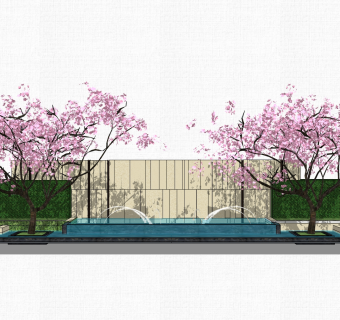 现代造型景墙草图大师模型，景墙sketchup模型免费下载