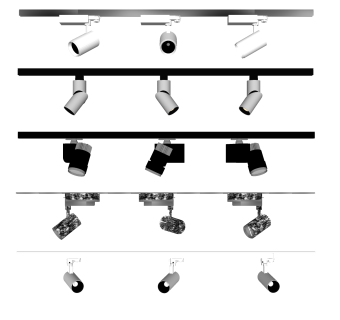 现代射灯轨道灯su模型，筒灯sketchup模型下载