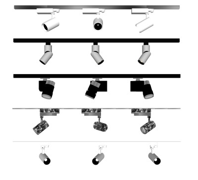 现代射灯轨道灯su模型，筒灯sketchup模型下载
