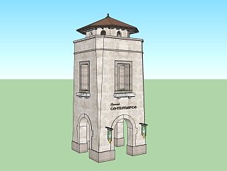 西班牙塔楼草图大师模型，塔楼sketchup模型skp文件下载
