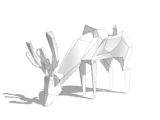 现代抽象<em>鹿雕塑</em>草图大师模型，雕塑su模型下载