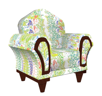 欧式布艺单人沙发免费su模型，单人沙发skp模型下载