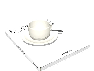 咖啡杯<em>书籍</em>摆件草图大师模型,现代摆件su模型下载