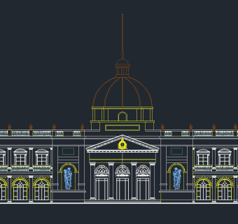 欧式建筑外观CAD施工图，CAD施工图纸下载