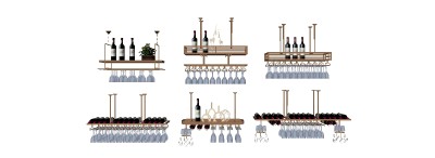现代金属酒架组合su模型，酒架草图大师模型下载