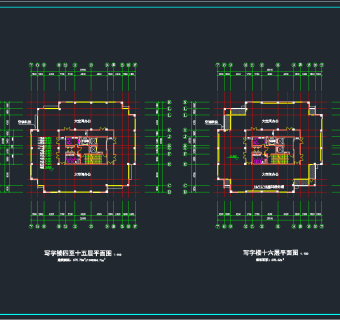 高层写字楼建筑设计图CAD施工图，办公空间CAD施工图下载