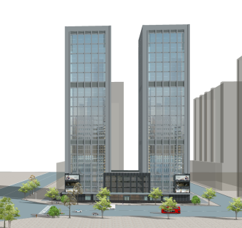 现代高层办公楼草图大师模型，高层办公楼sketchup模型免费下载