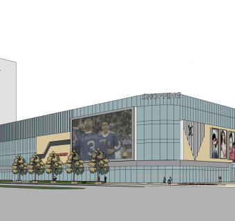 现代办公楼外观草图大师模型，办公楼外观sketchup模型免费下载