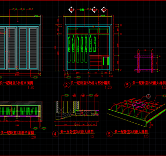 卧室四门衣柜详图，卧室衣柜CAD图纸下载