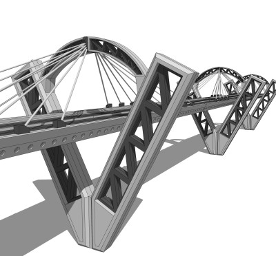 斜拉桥草图大师模型下载，斜拉桥sketchup模型分享