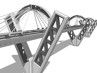 斜拉桥草图大师模型下载，斜拉桥sketchup模型分享