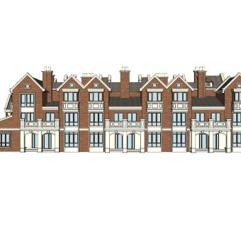 欧式联排su模型，别墅sketchup模型下载