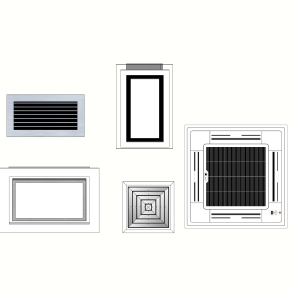 现代空调排风扇组合草图大师模型，排风扇sketchup模型下载