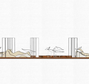 现代造型景墙草图大师模型，动物造型景墙sketchup模型免费下载