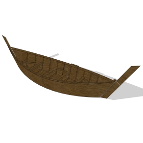 现代简约木筏skp模型，木筏sketchup模型下载