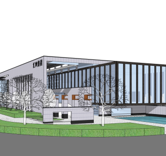 新中式办公楼草图大师模型，办公楼sketchup模型免费下载