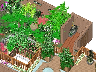 <em>现代中式</em>小区庭院，sketchup模型免费下载