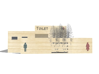 <em>现代公共厕所</em>外观草图大师模型，公共厕所外观sketchup...