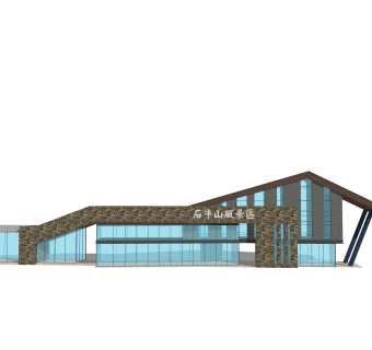 现代景区大门入口su模型，大门入口skp模型下载