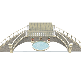 欧式户外楼梯草图大师模型，户外楼梯sketchup模型免费下载
