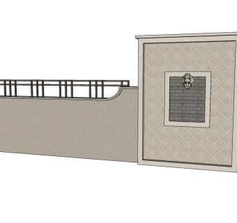 现代景观墙skp文件下载，景观墙SU模型