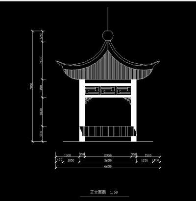 四角亭CAD施工图，四角亭CAD图纸下载