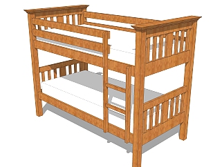 <em>高低</em>床铺草图大师模型，儿童床SU模型下载