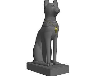 <em>埃及</em>猫雕塑草图大师模型，雕塑sketchup模型下载