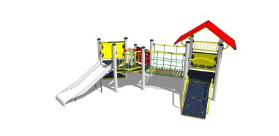 现代儿童滑梯草图大师模型，滑梯sketchup模型下载