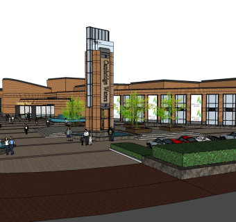 中式售楼处skb模型分享，售楼中心SU模型下载