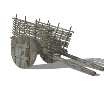 中式手推车草图大师模型，手推车sketchup模型免费下载